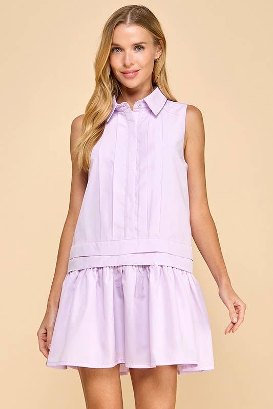 Dropped Waist Shirt Dress Lavender LUCO Boutique Dropped Waist Shirt Dress Lavender LUCO Boutique