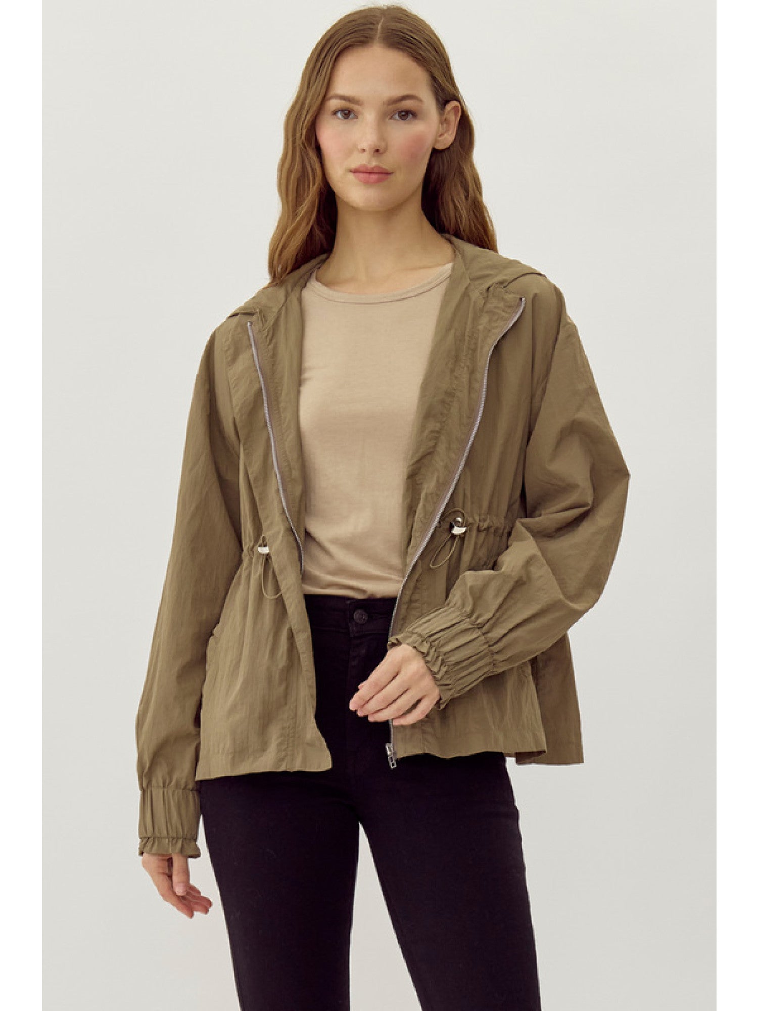Hooded Windbreaker Khaki
