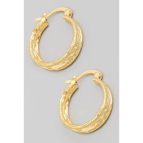 Triple Circle Cutout Gold Hoop