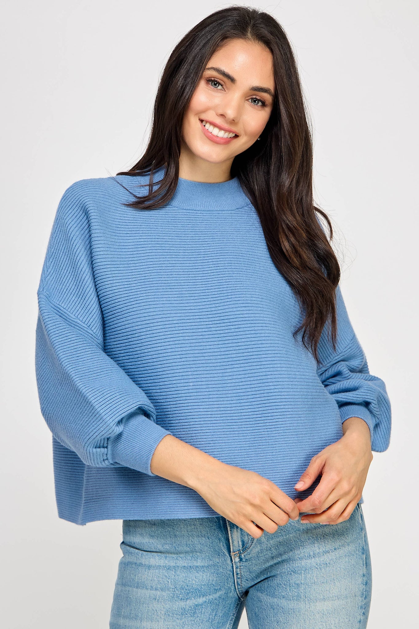Mock Neck Sweater Blue