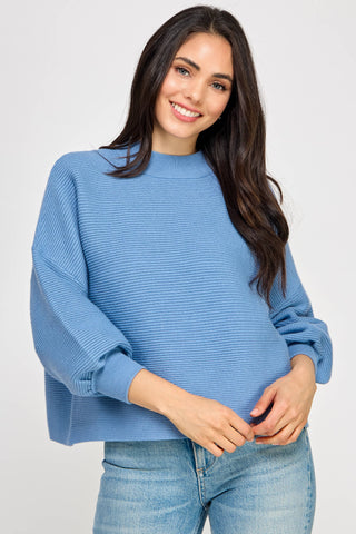 Mock Neck Sweater Blue