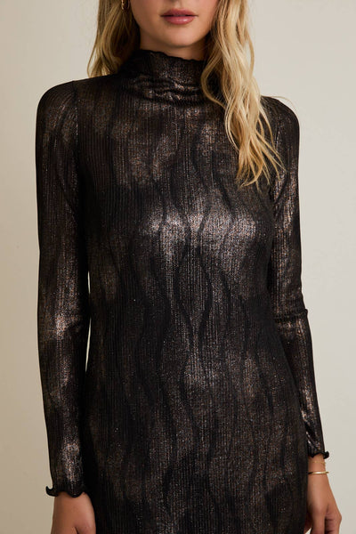 MOCK NECK LONG SLEEVE MIDI