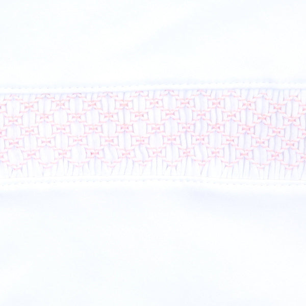 Magnolia Baby - Essentials White with Pink Trim Smocked Footie
