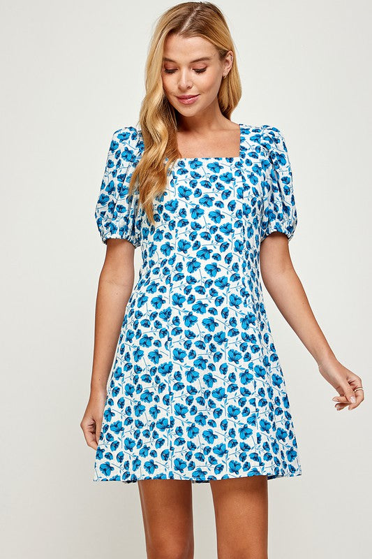 Floral Square Neck Mini