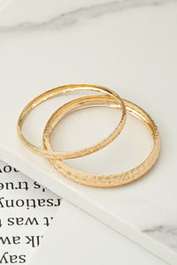 Two Metal Hammered Bangle Set