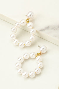 Pearl Hoop Drop Earrings
