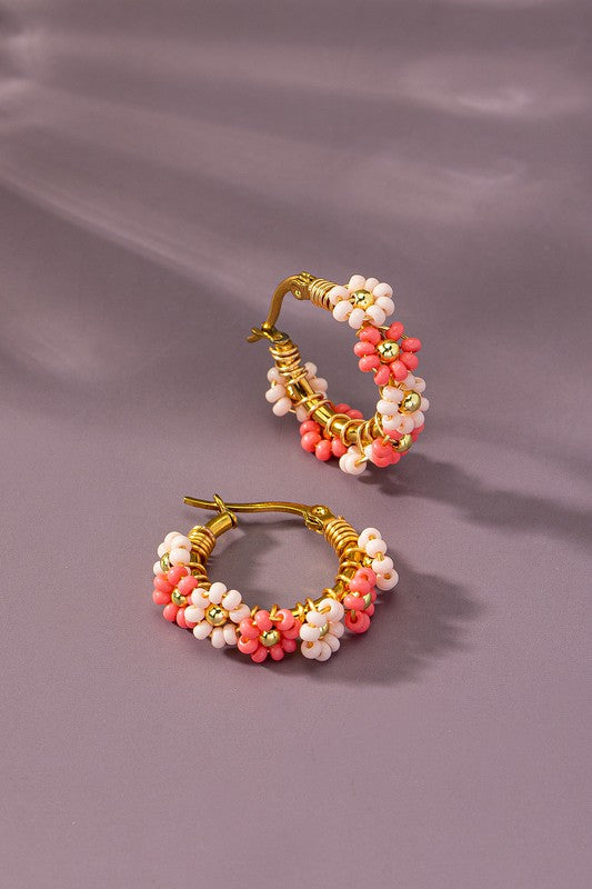 Copy of Seed Bead Flowers Pink Multi