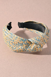 Two Toned Braided Twist Headband Light Blue