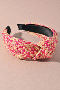 Two Toned Braided Twist Headband Fuchsia