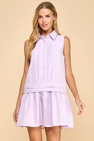 Dropped Waist Shirt Dress Lavender