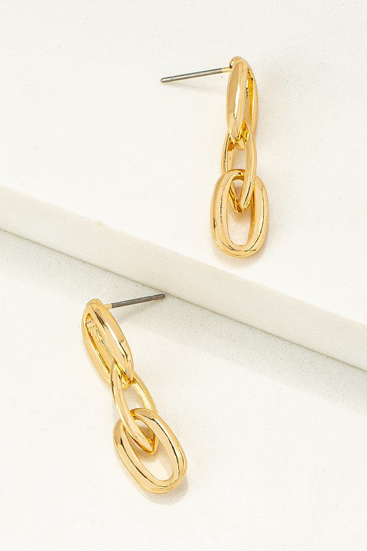 Link Chain Drop Earrings Gold