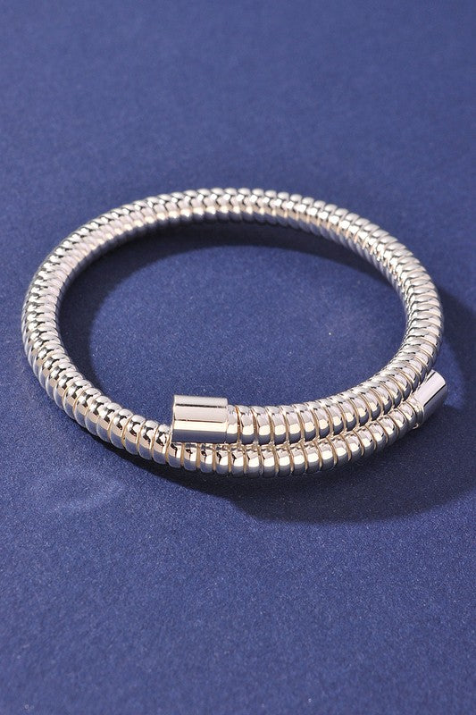 Metal Coil Bracelet Silver