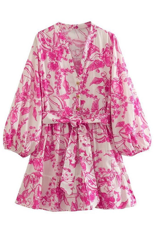 Floral Print Long Sleeve Dress