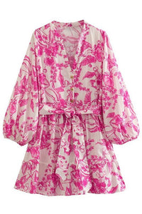 Floral Print Long Sleeve Dress