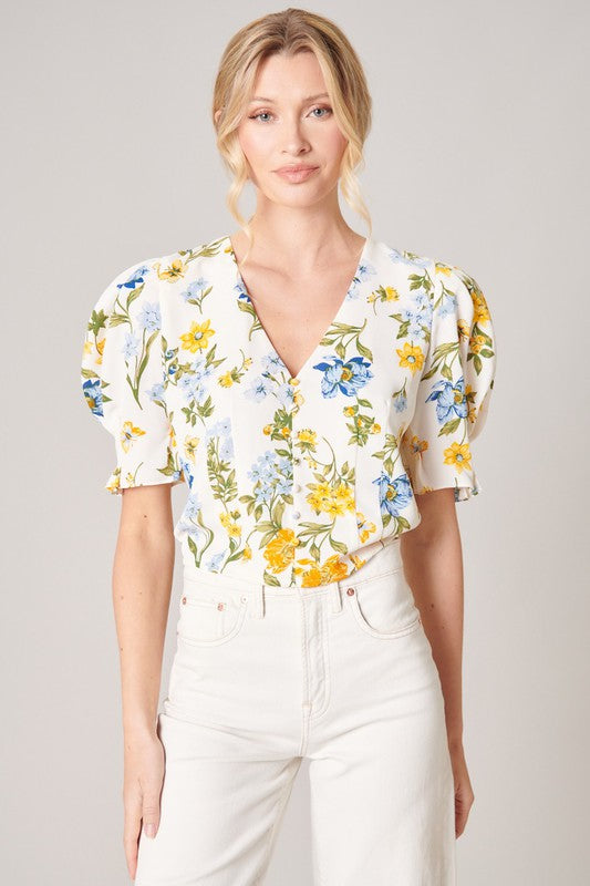 Floral Print Puff Sleeve Top