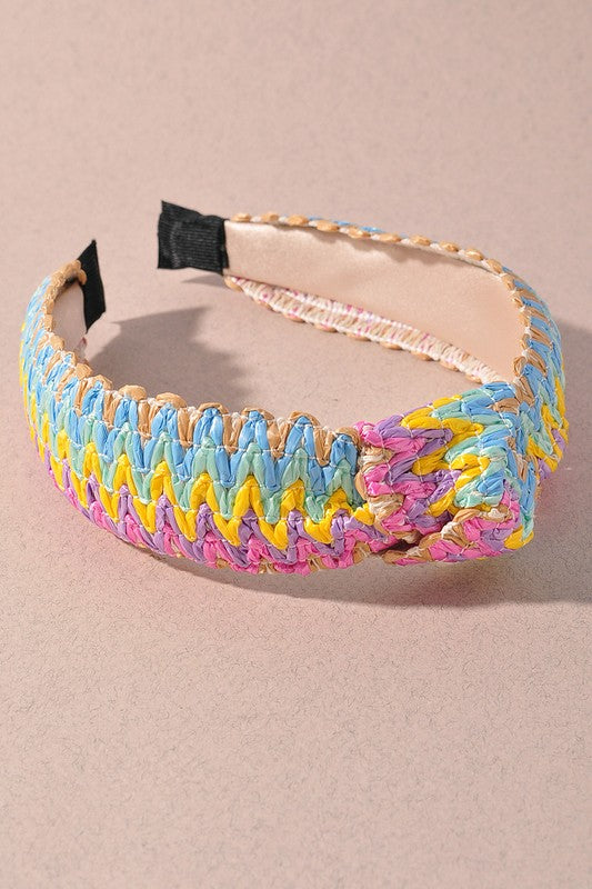 Colorful Knot Raffia Headband