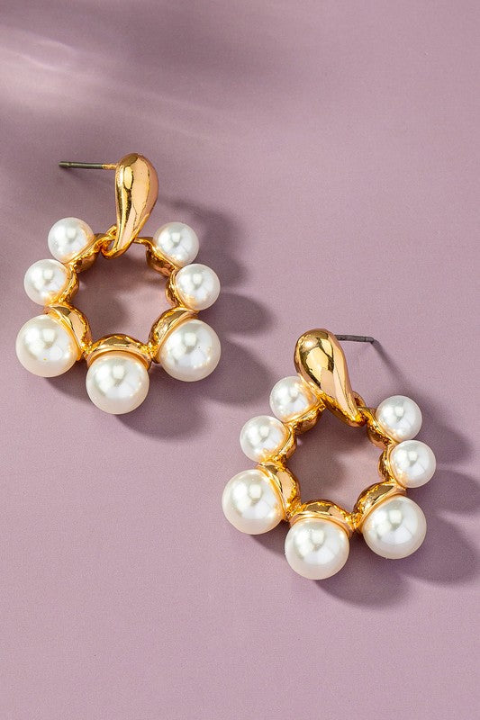 Pearl Door Knocker Earrings