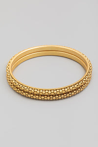 Ball Beaded Metallic Bangle Set Gold