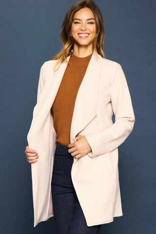 Open Front Knit Cardigan Beige