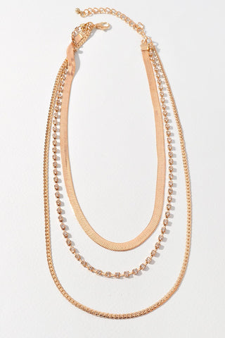 Rhinestone Flat Snake Link Layered Necklace