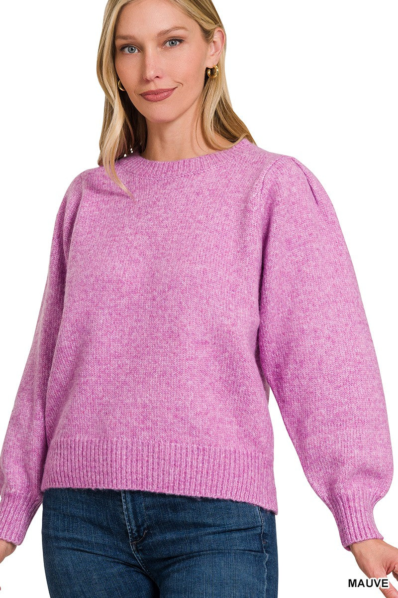Puff Sleeve Sweater Mauve