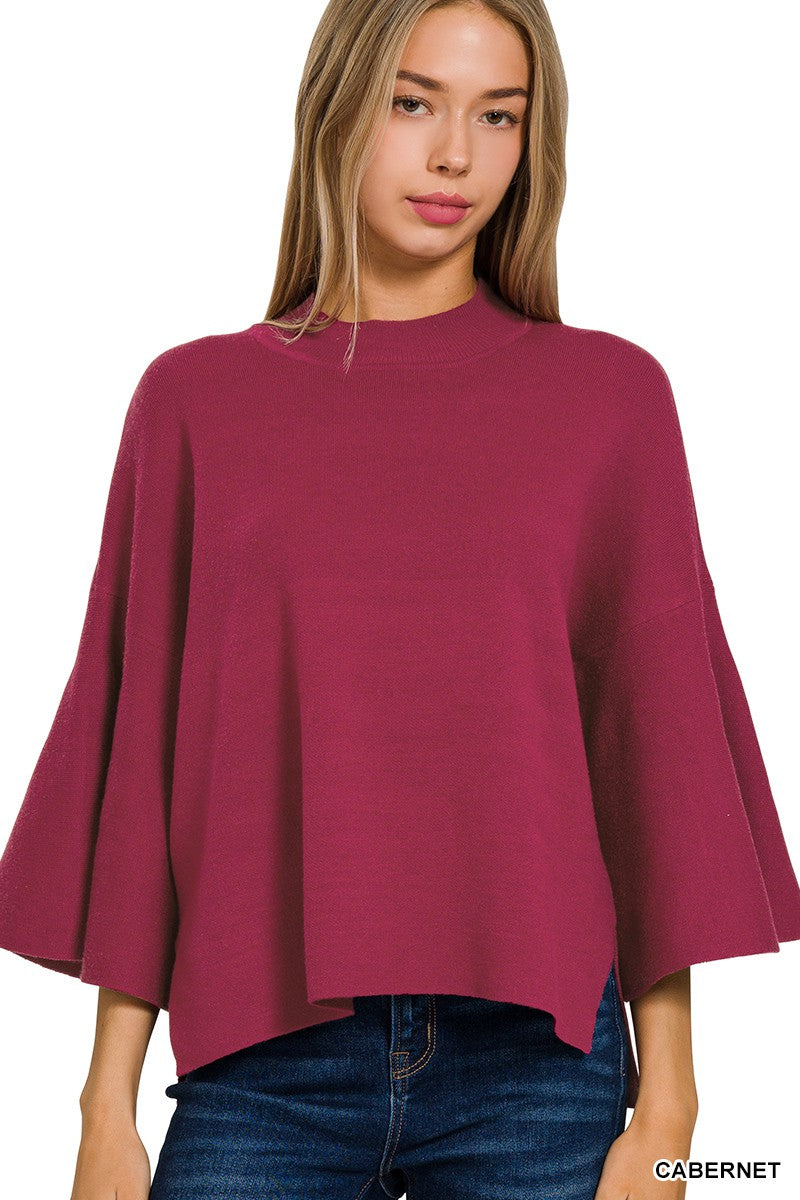 Bell Sleeve Sweater Cabernet