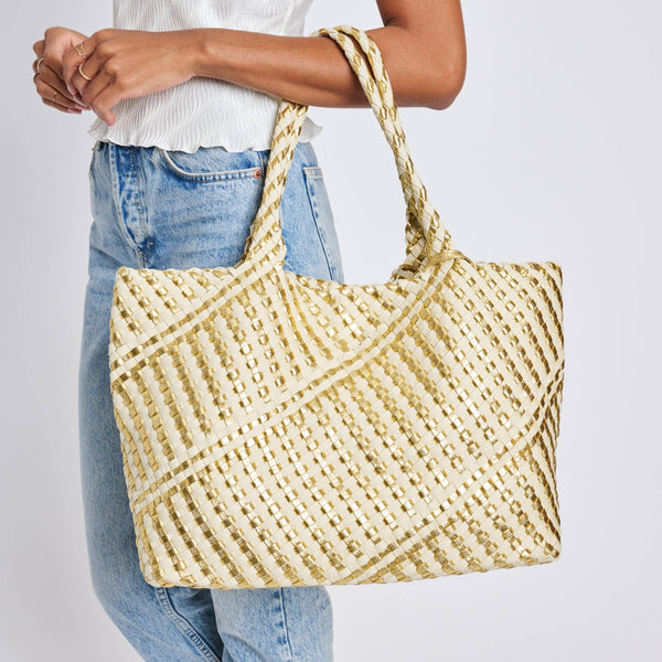 Woven Tote Gold Ivory