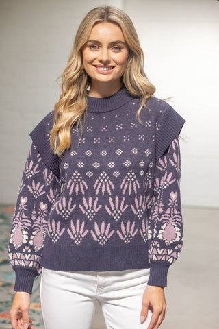 Indigo Printed Sweater
