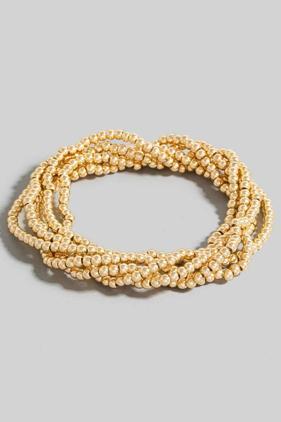 Gold Metallic Beaded Bracelet Set