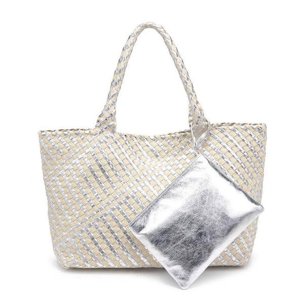 Woven Tote Silver Ivory