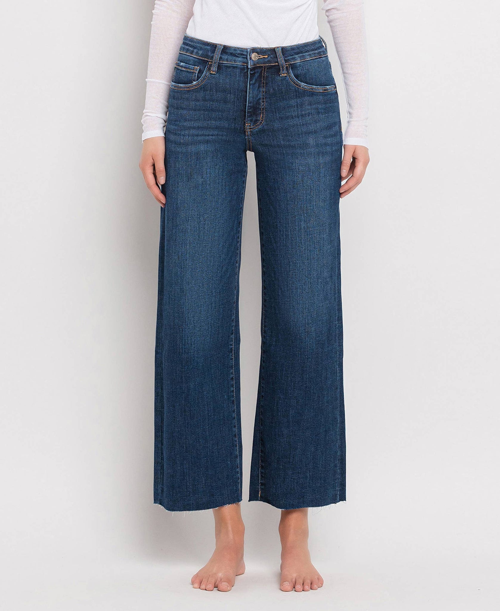 Tummy Control Mid Rise Wide Leg Jean