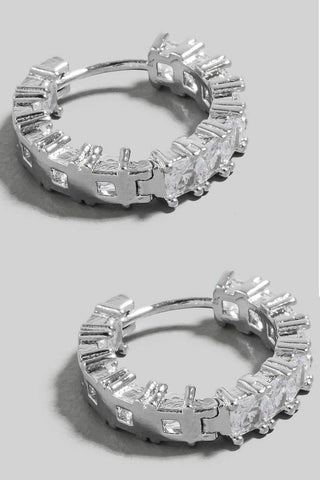 Squared Studded Hoop Silver