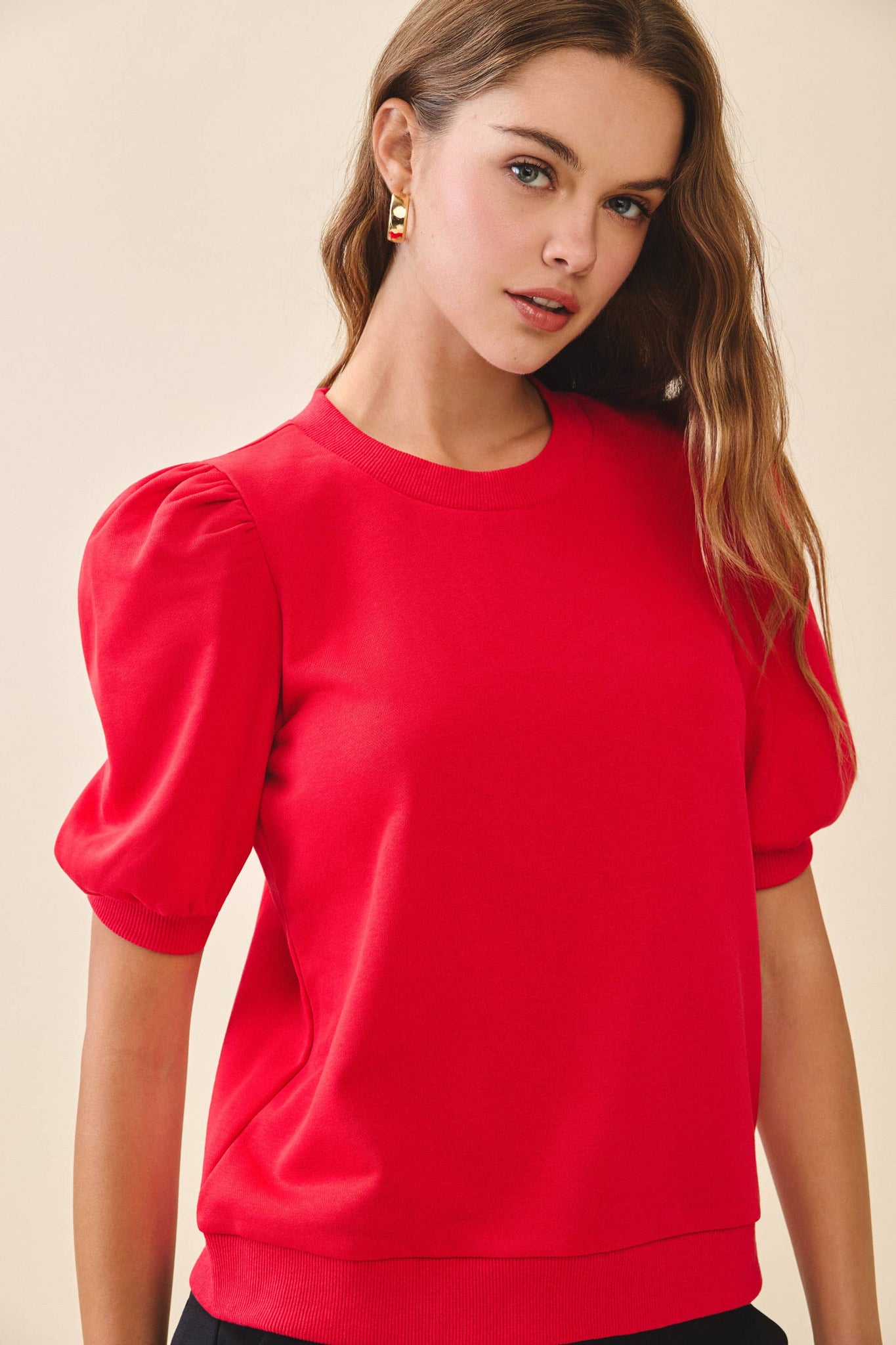 Puff Sleeves Knit Top