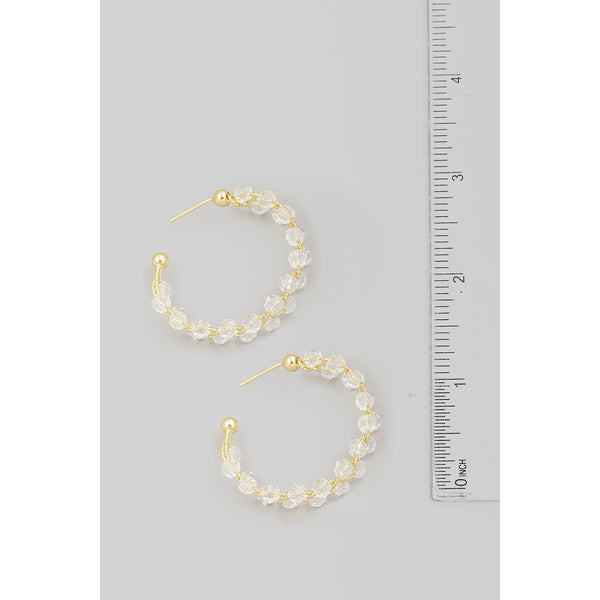 Clear Beaded Gold Hoop