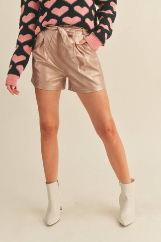 Faux Leather High Waist Shorts