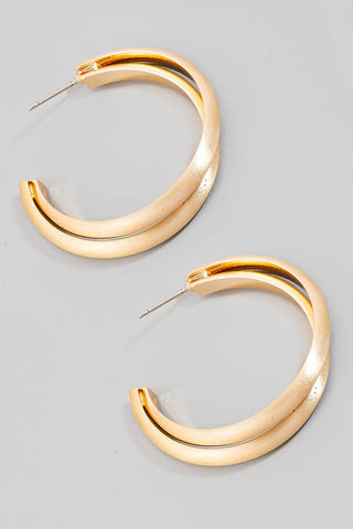 Layered Brushed Metallic Hoop Gold