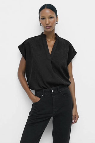 Soft Matte Drop Shoulder Top Black