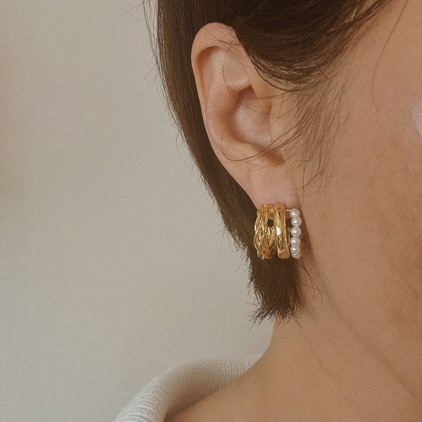 Triple Lovely Pearl Hoop