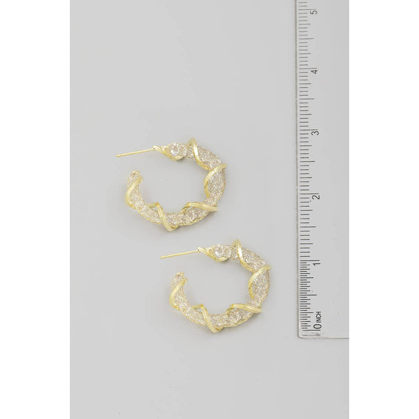 Metallic Mesh Twist Hoop Gold