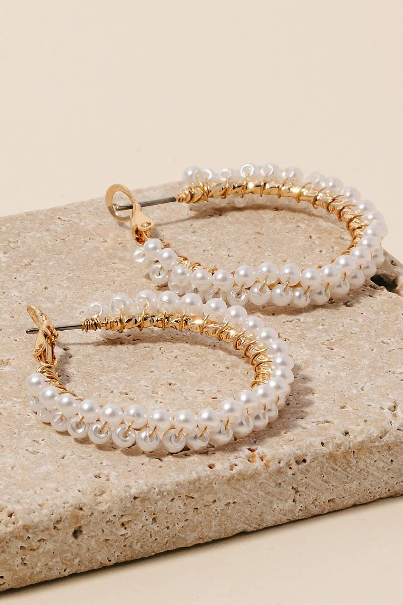 Pearl Cluster Hoop Earrings