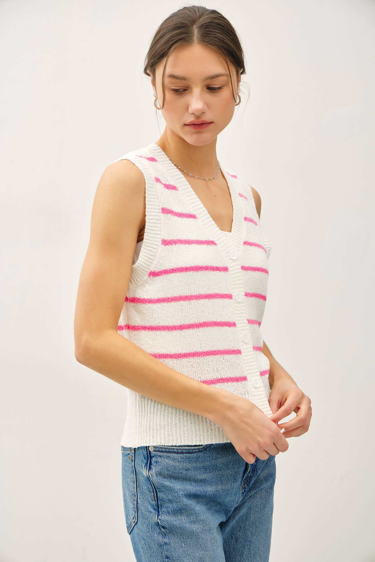 Striped Button Vest