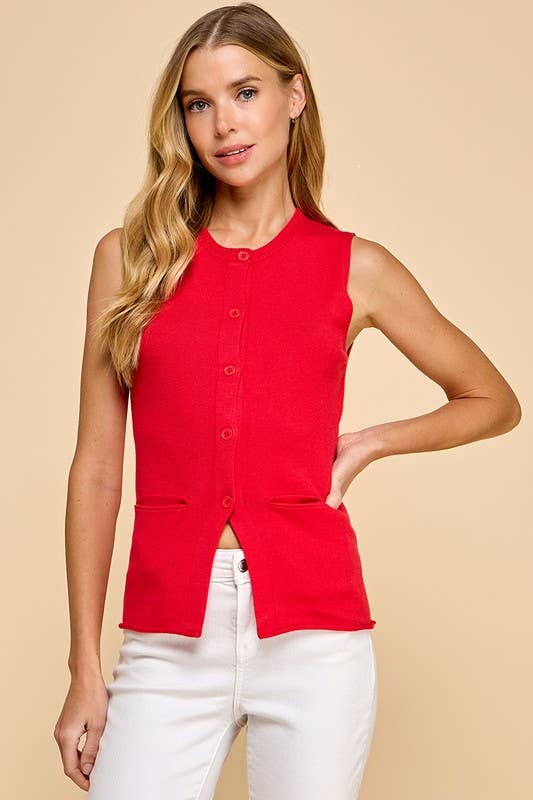 Knit Button Up Vest