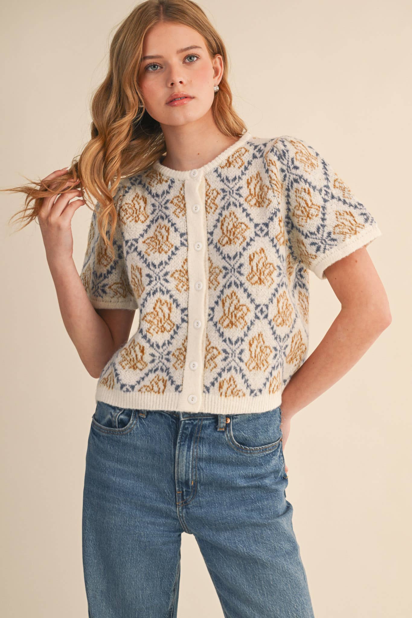 Floral Short Sleeve Cardigan