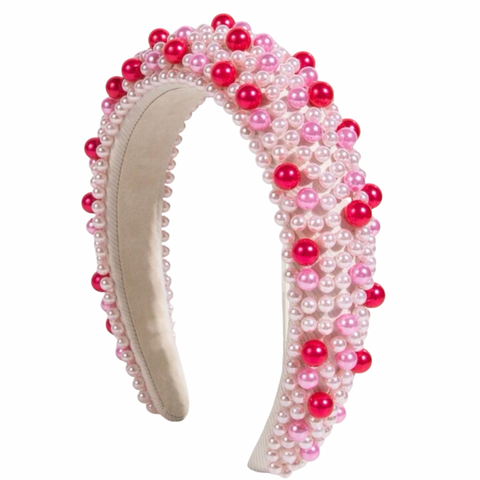 Red and Pink Multi Pearl Headband