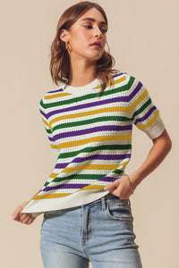 Mardi Gras Striped Sweater
