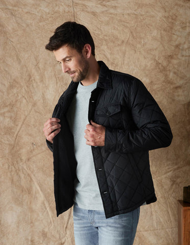 Quilted Sherpa Lined Jacket — Black