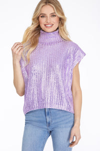 Metallic Foil Sweater Top Lilac