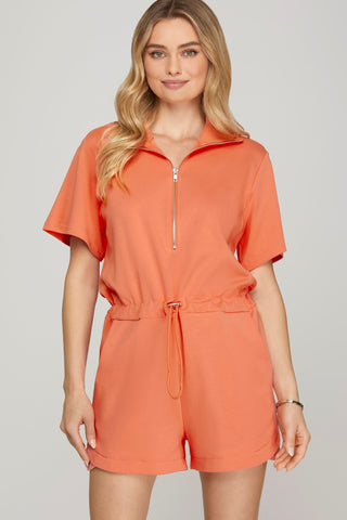 Half Zip Scuba Knit Romper