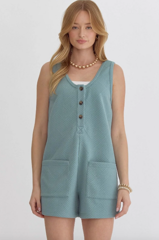 Textured Romper Seafoam