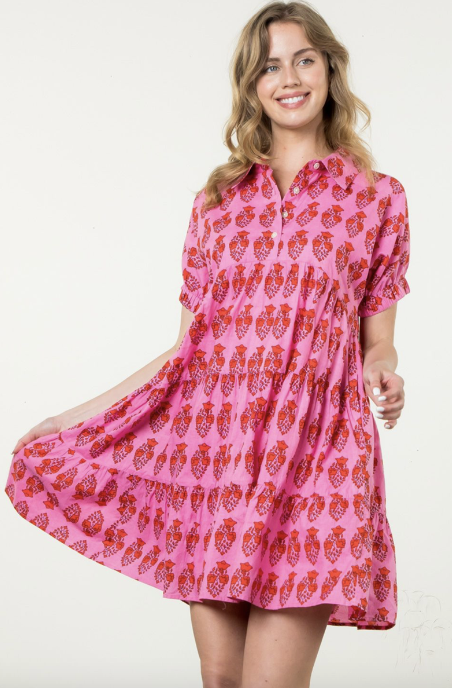 Pink Printed Midi